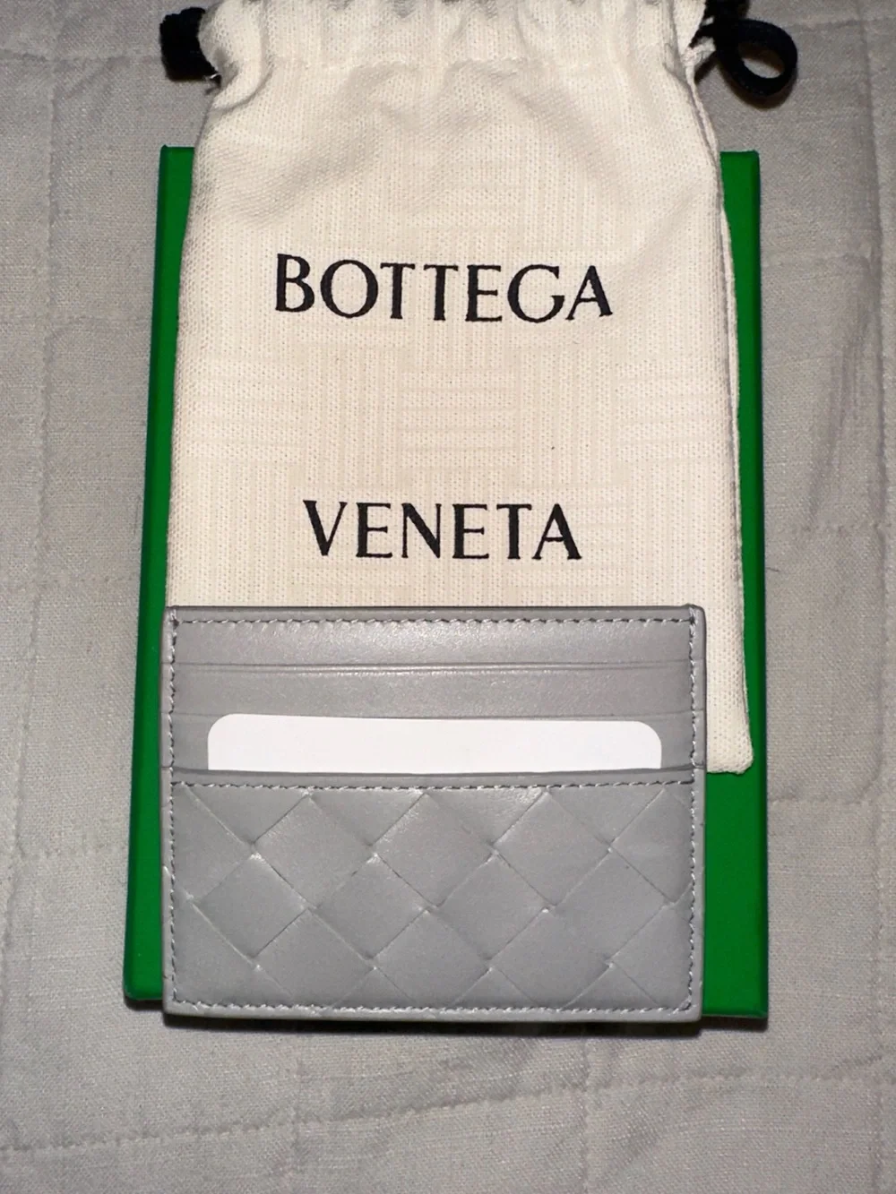 Bottega Veneta Intrecciato Card Case Sterling/Space | Grey/Navy